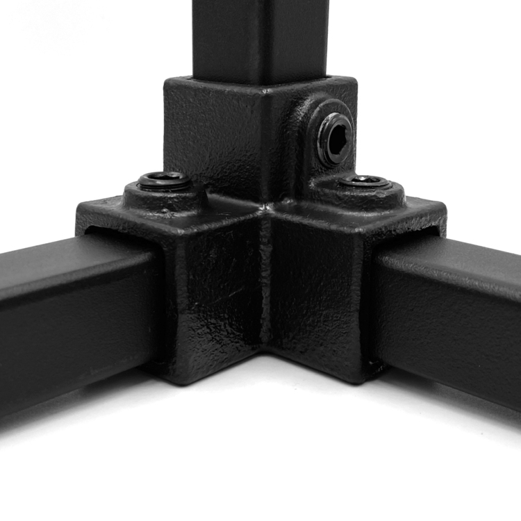 Dreiweg-Eckstück - 90° für quadratische Rohre, schwarz - 40 mm
