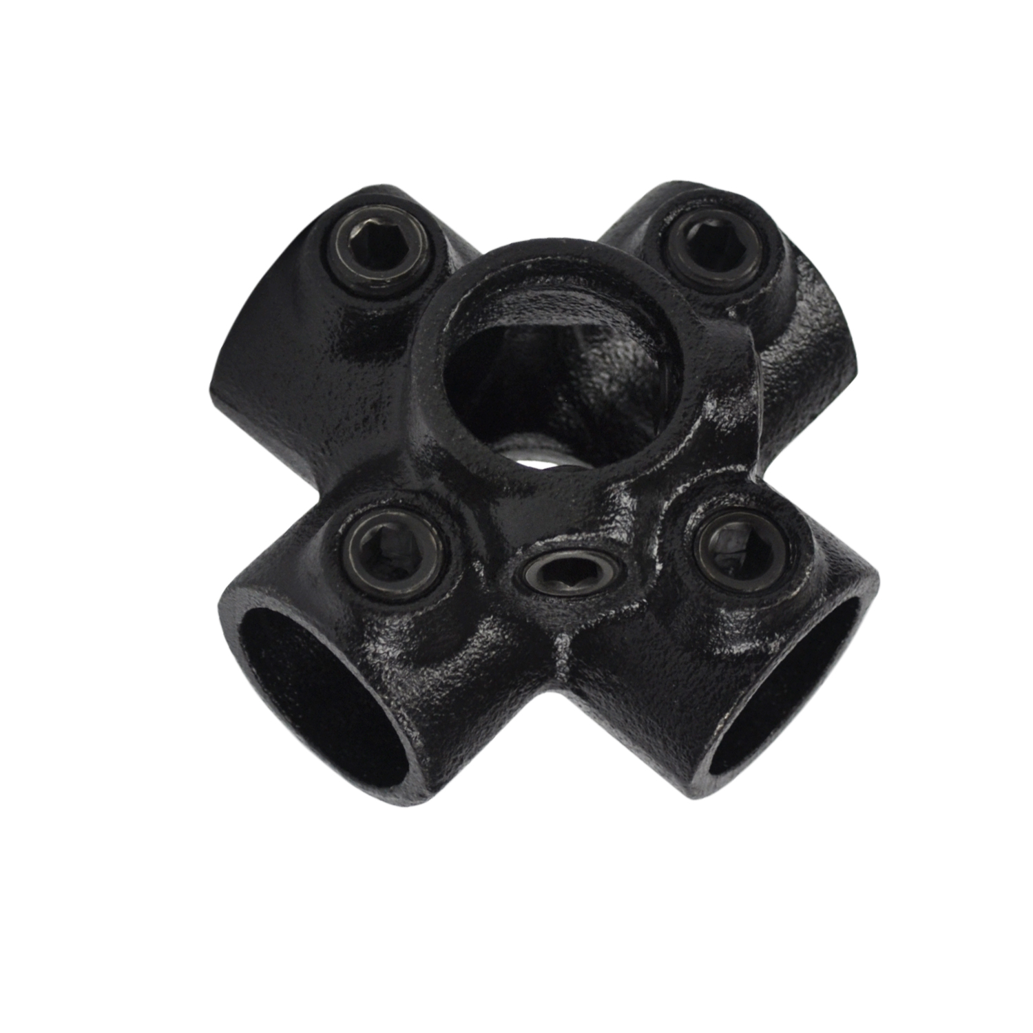 Kreuzstück für Stützrohr. 4-Richtungs-Verbinder, schwarz 33,7 mm (1”)