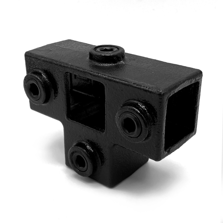 T-Stück für Stützrohr für quadratische Rohre, schwarz - 25 mm