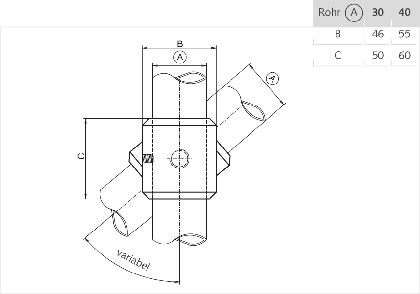 Gelenkstück Aluminium 40mm