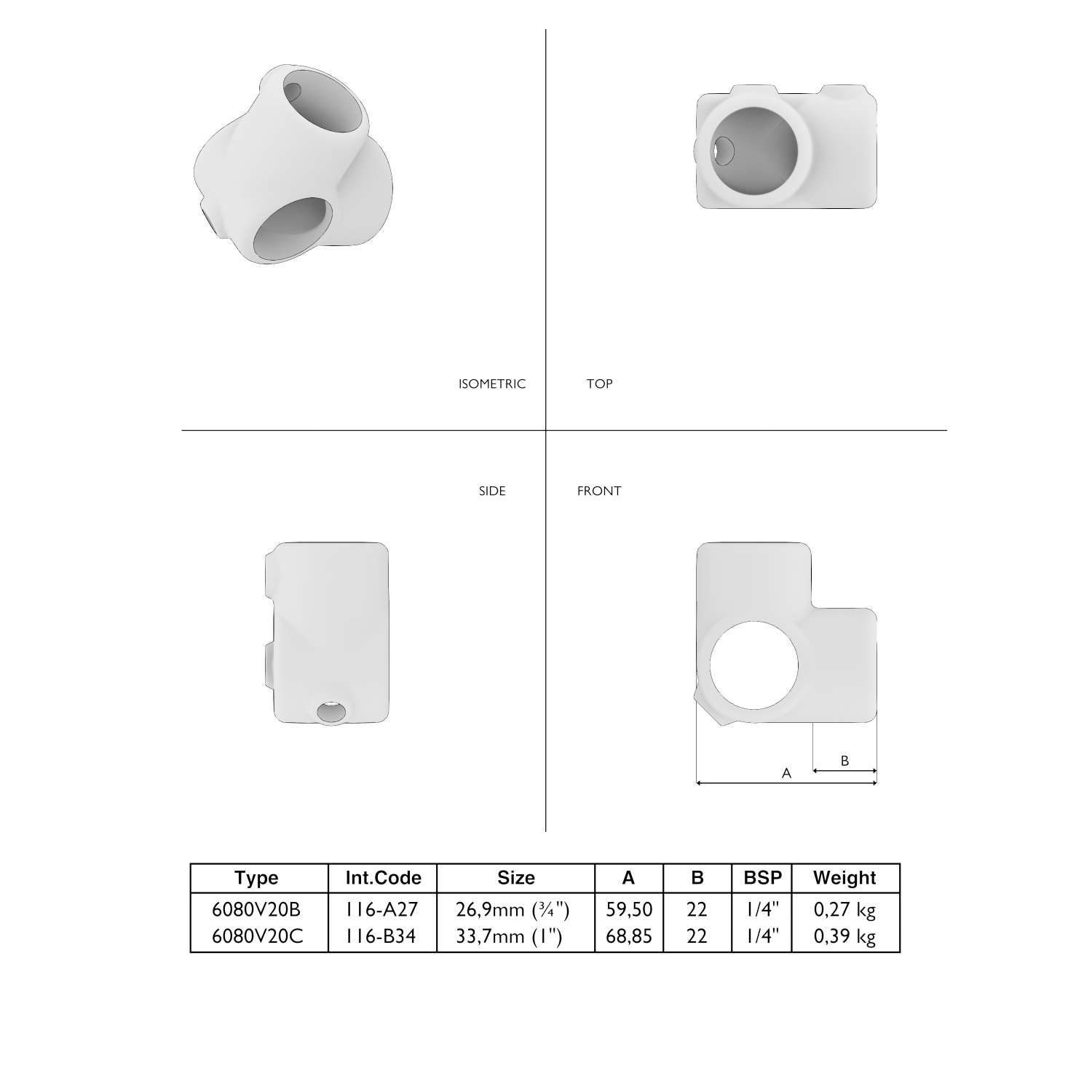 116-B Eckverbindung 90°- 33.7 mm braun