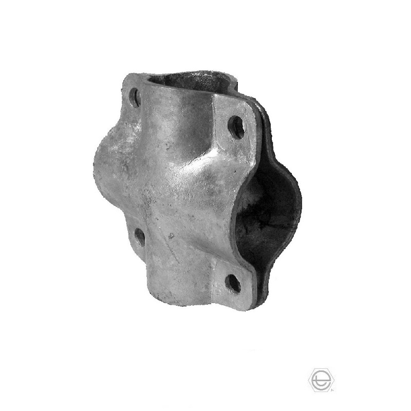Kreuzschelle quadratisch 90°, Mischgrösse, 1 1/4" x 1" (42.4 mm x 33.7 mm), FV, Schrauben 4xM10x25; 