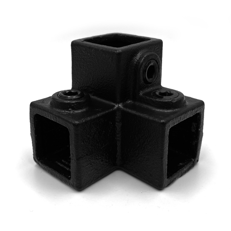Dreiweg-Eckstück - 90° für quadratische Rohre, schwarz - 40 mm