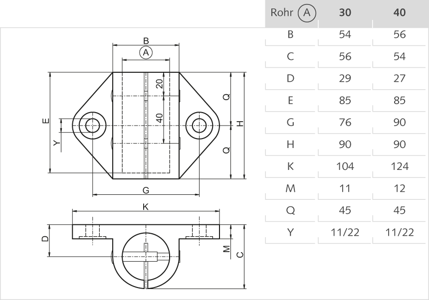Rohrlager Aluminium 30mm