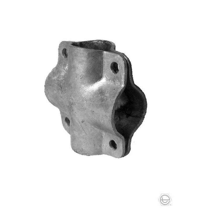 Kreuzschelle quadratisch 90°,  1" x 1" (33.7 mm x 33.7 mm), FV, Schrauben 4xM10x25