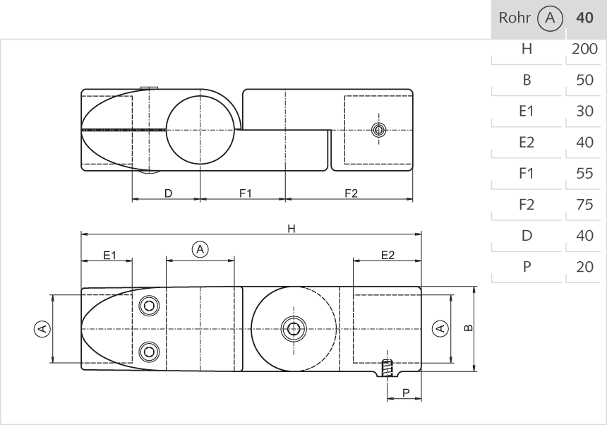 Kreuz-Verbinder Aluminium 40mm, flexibel