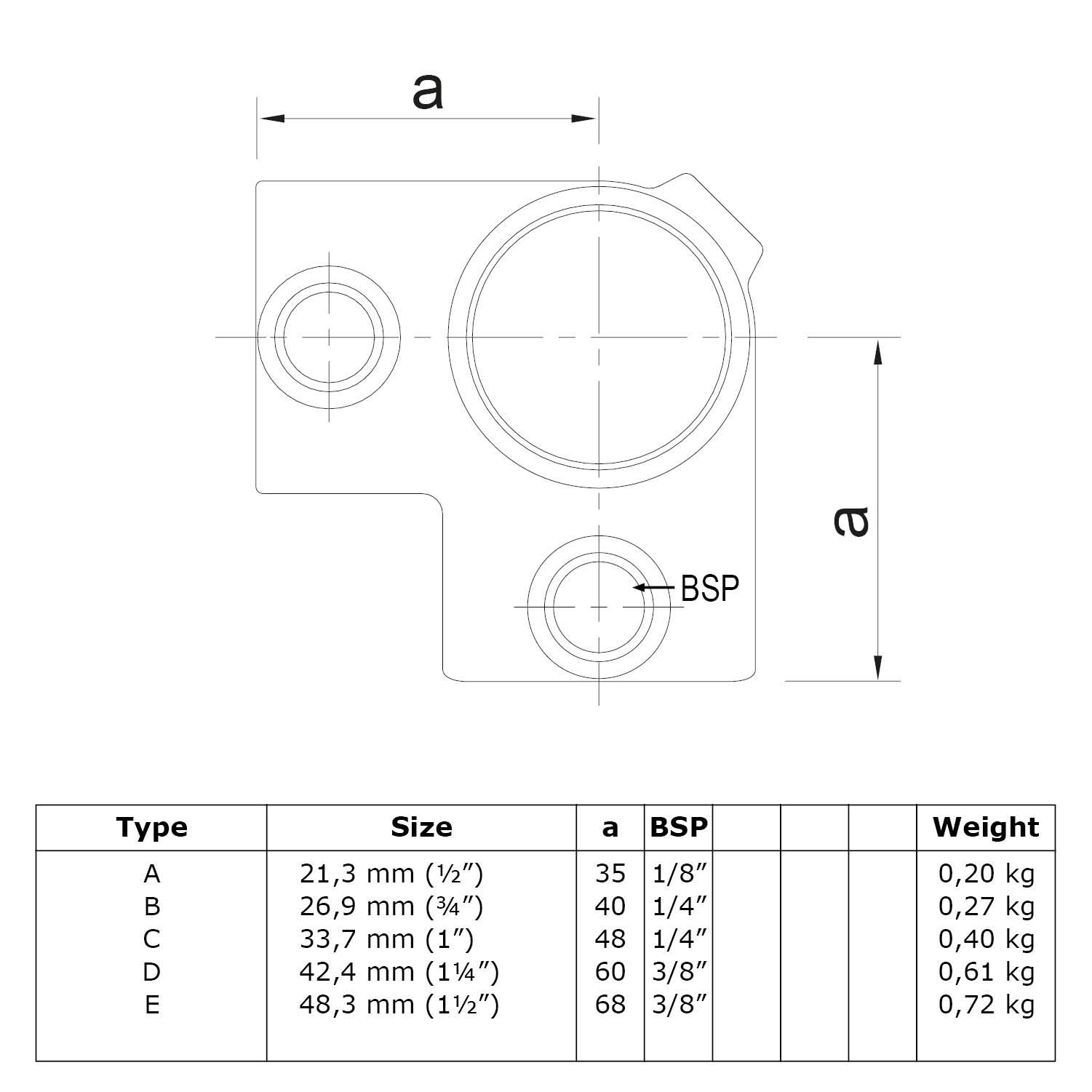 Eckverbindung 90° schwarz 33.7 mm (1")