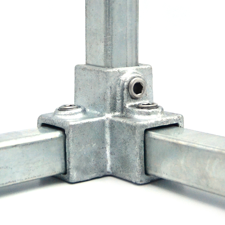 Dreiweg-Eckstück - 90° für quadratische Rohre - 25 mm