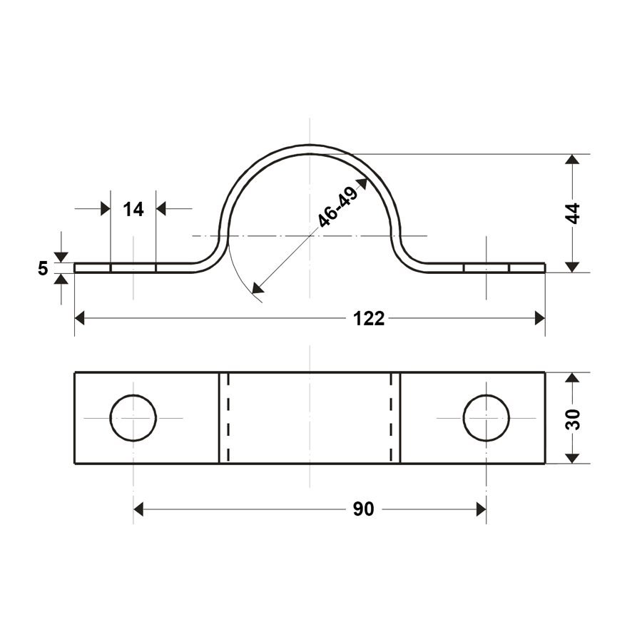 Rohrschelle DIN 1593 schwer, Grösse 1 1/2" (48.3 mm),  Materialstärke 5mm, feuerverzinkt, ohne Schraube